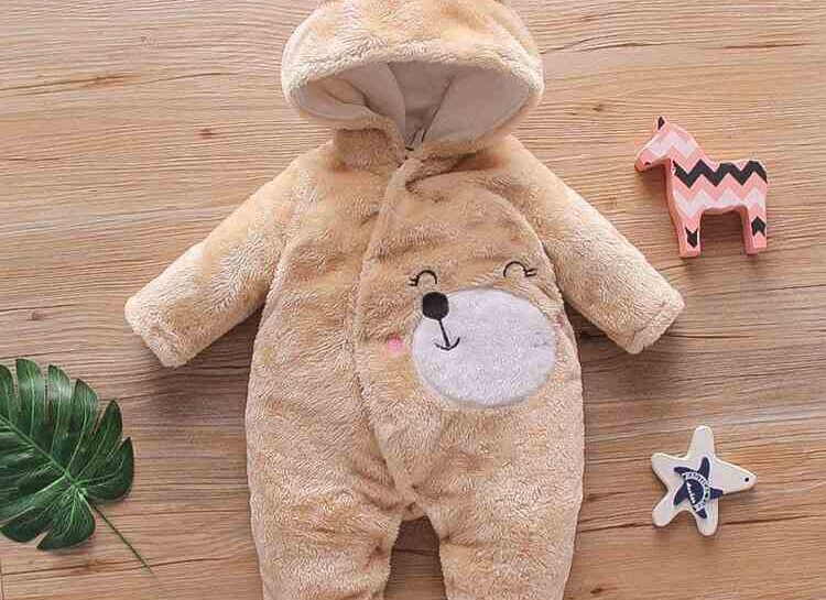 Bear Design Long Sleeve Baby Jumpsuit